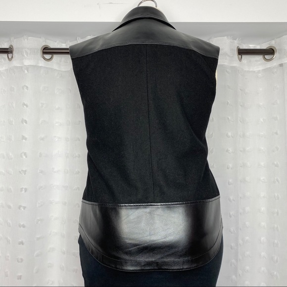 Trouve black faux leather & wool moto style vest L - Picture 6 of 10